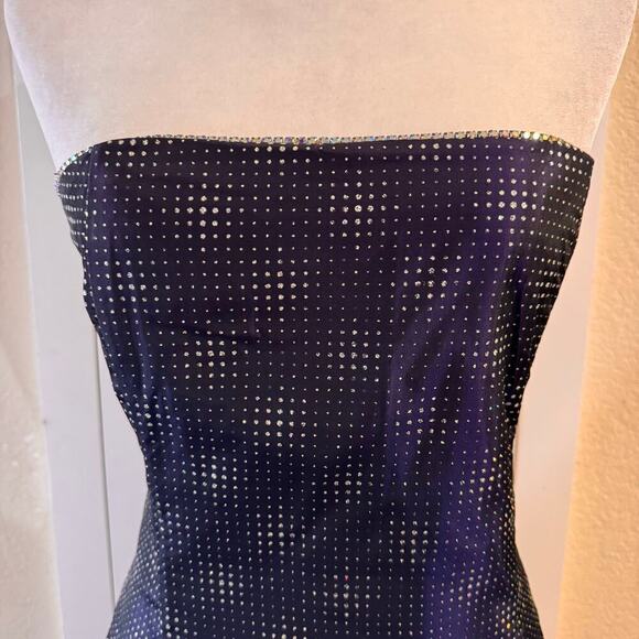 Vintage McClintock 90s Prom Dress Ball Gown Blue Y2K Goth Corset Princess Sz 16 - Picture 3 of 13